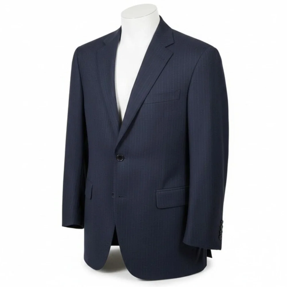 VTG‎ Brooks Brothers 346 Pinstripe Suit Jacket Blazer 41 Long Y2K Navy Blue Wool